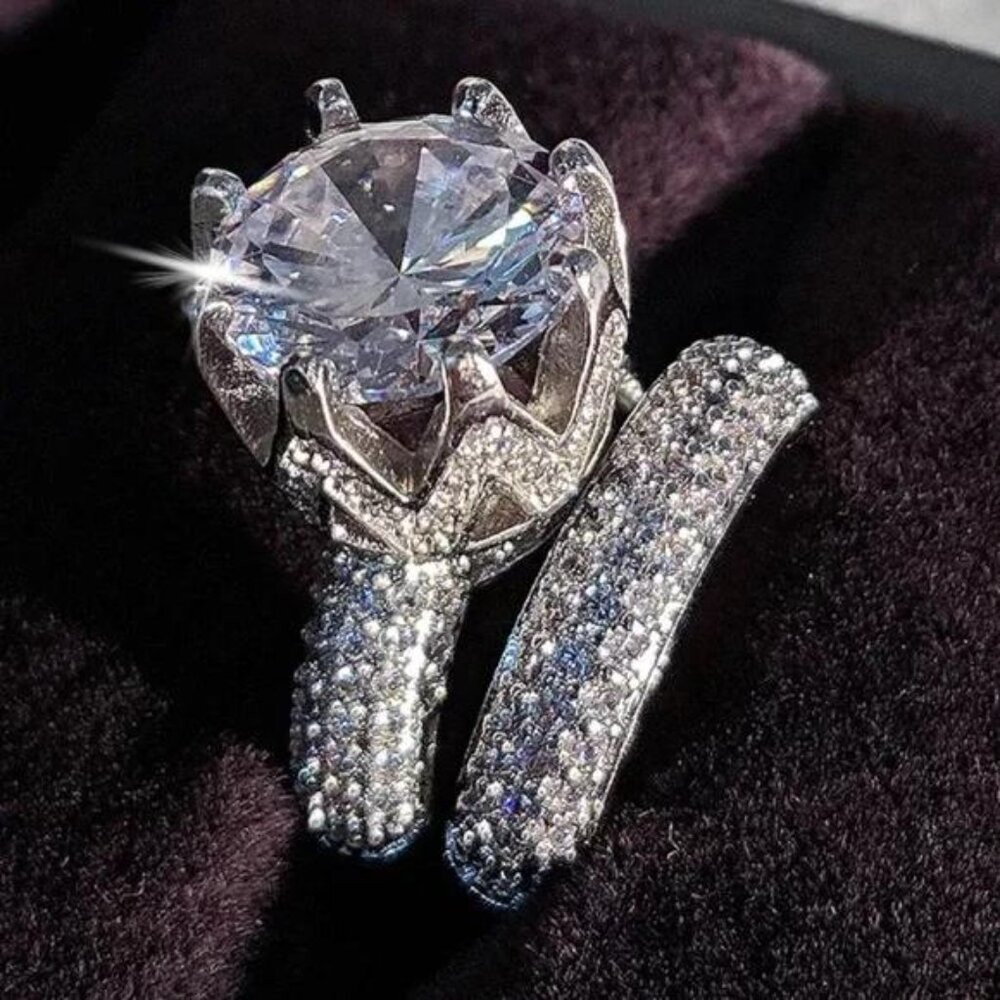 NEW 925 STERLING SILVER DIAMOND RING - Picture 1 of 4